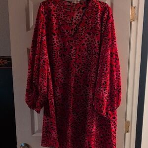 Chic Red Leopard Print Dress